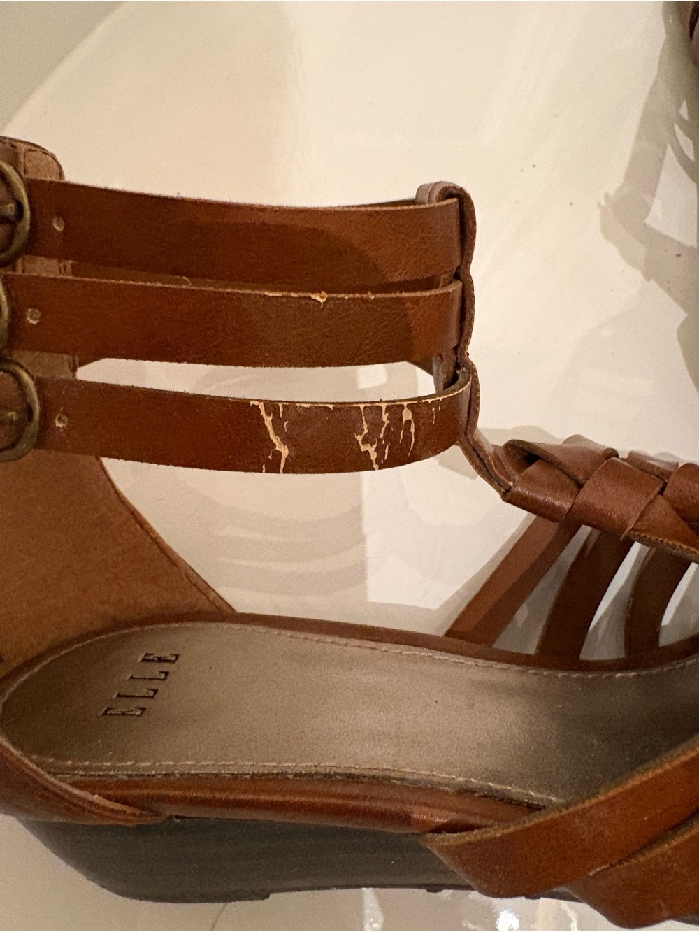 Elle Brown Strappy Gladiator Sandals - Picture 8 of 9